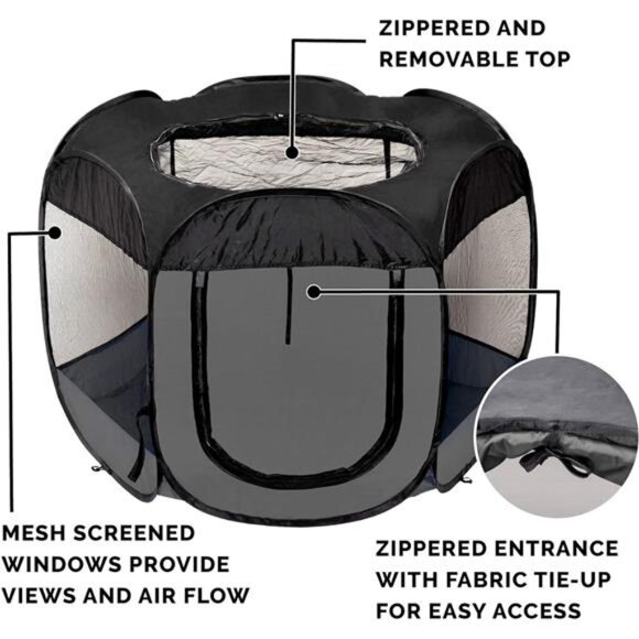 Pop Up Playpen Pet Tent Playground - Gray, Extra Large - Picture 4 of 7